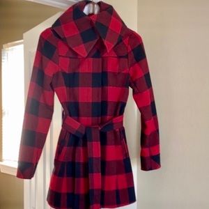 Vintage Buffalo Plaid Red & Black Coat. Maria Coat. Small-Medium Christmas Coat
